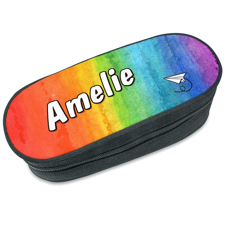 Federmäppchen mit Name personalisiert, Bunte Federtasche für Jungs und Mädchen, Stiftebox Geschenkid