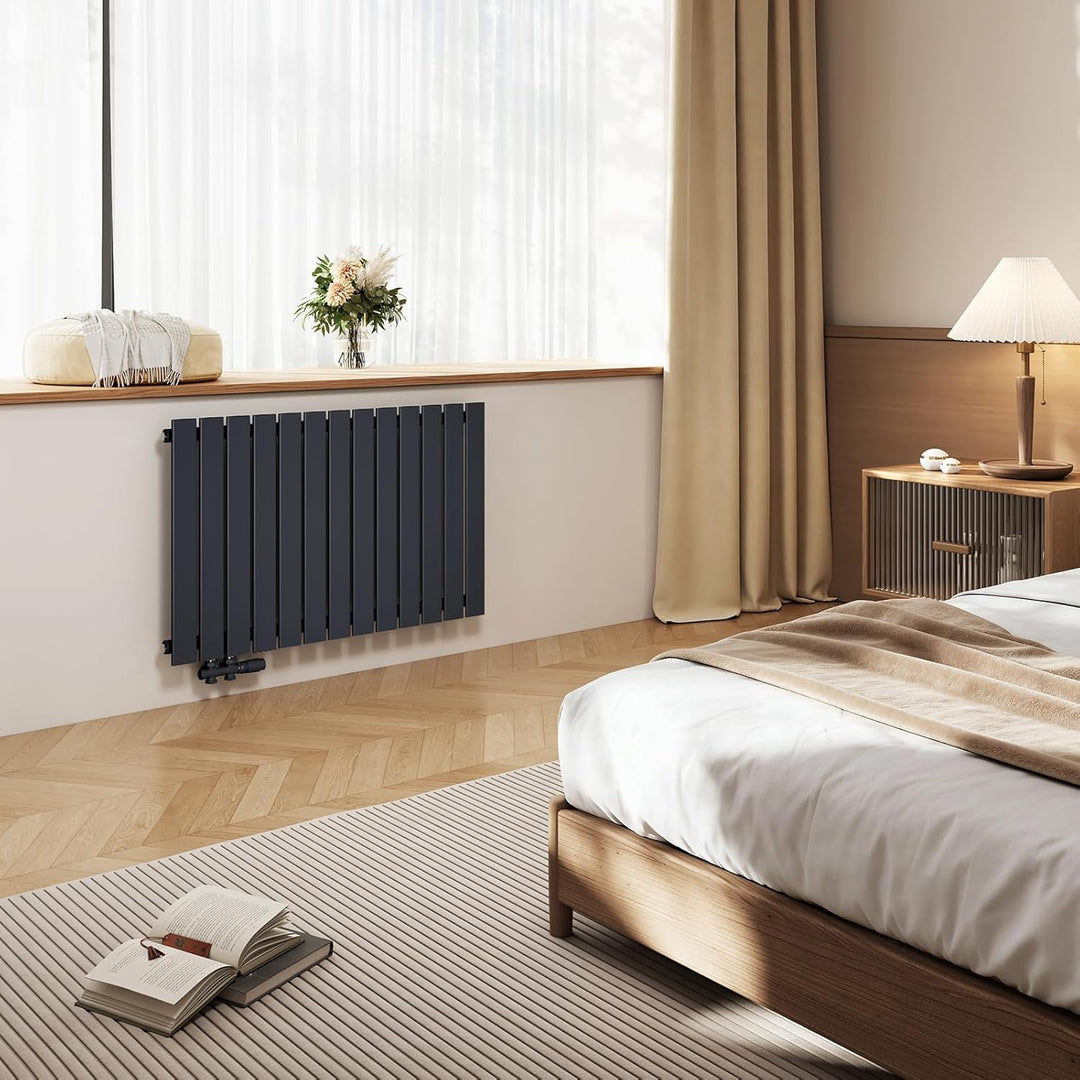 EMKE Design-Heizkörper 630x620mm Heizkörper Horizontal Anthrazit Paneelheizkörper Seitenanschluss Ei