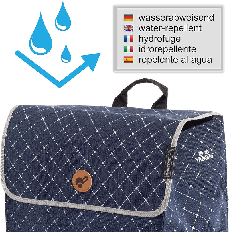 Andersen Shopper Alu Star höhenverstellbar mit Rad Ø 20cm und 51 Liter Tasche Tamo mit Kühlfach blau