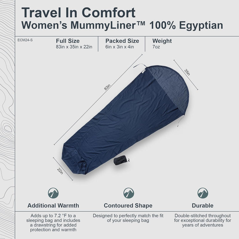 Cocoon Baumwollschlafsack Mummy Liner Small - Egyptian Cotton tuareg grey, tuareg grey