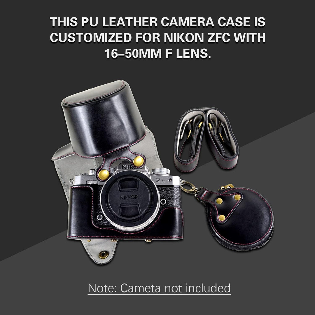 MUZIRI KINOKOO ZFC Tasche, PU-Leder Schutzhülle Kompatibel mit Nikon ZFC/Z FC und 16-50 mm f/3.5-6.3