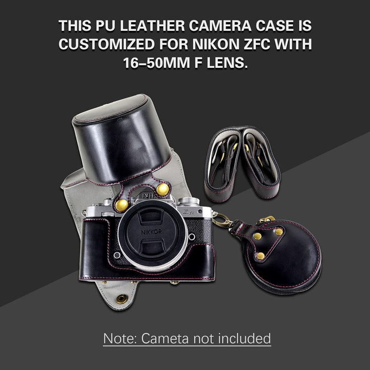 MUZIRI KINOKOO ZFC Tasche, PU-Leder Schutzhülle Kompatibel mit Nikon ZFC/Z FC und 16-50 mm f/3.5-6.3