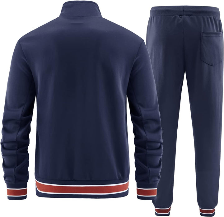 W JIANWANG Herren Trainingsanzug und Jogginganzug - Sportanzug für Männer mit Langarm Reissverschlus