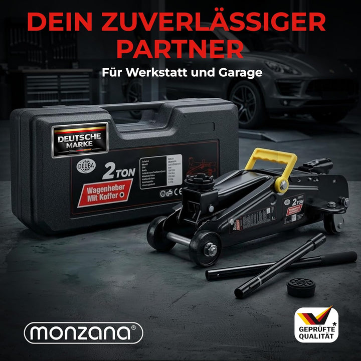 DEUBA® hydraulischer Wagenheber 2 Tonnen Hubhöhe 135-330mm inkl. Koffer inkl. Gummiauflage KFZ Auto
