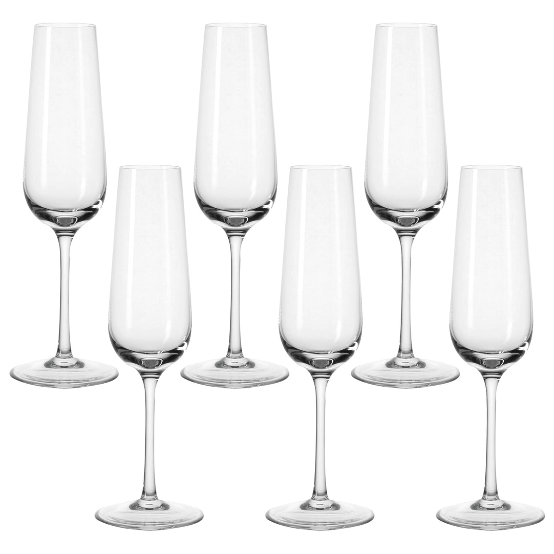 Leonardo Tivoli Sektgläser 6er Set, Sekt-Kelch mit gezogenem Stiel, spülmaschinenfeste Prosecco-Gläs