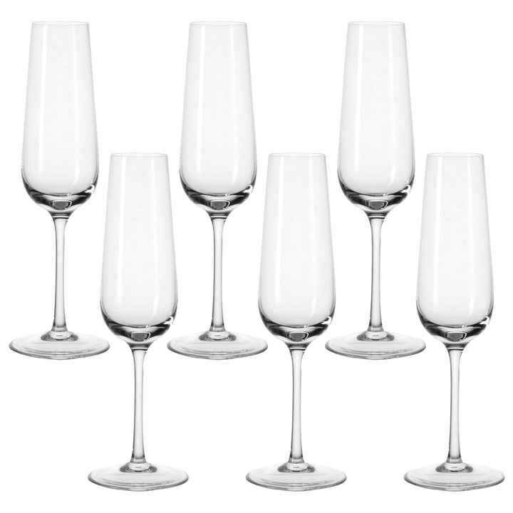Leonardo Tivoli Sektgläser 6er Set, Sekt-Kelch mit gezogenem Stiel, spülmaschinenfeste Prosecco-Gläs