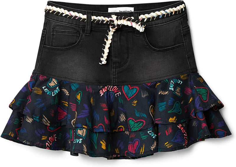 Desigual Mädchen Skirt 8 Jahre Schwarz, 8 Jahre Schwarz