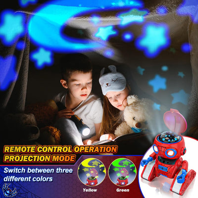 Ophy Roboter Kinder Spielzeug Spider, wiederaufladbar und projizierbar, RC-Roboter mit LED-Augen und