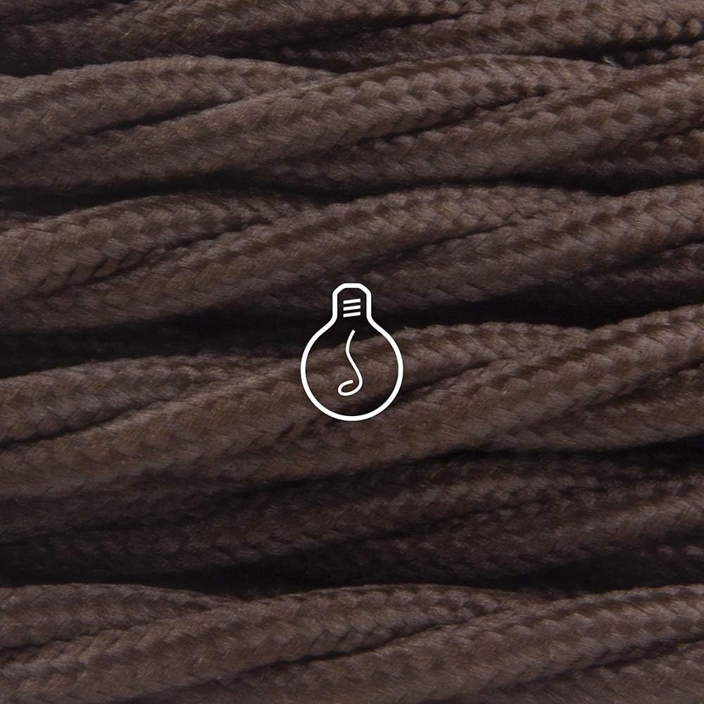 Amarcords - Textilkabel für Lampen BRAUN, geflochten, Seide, 5 Meter, mit Erdung 3x0,75 - Stoffkabel
