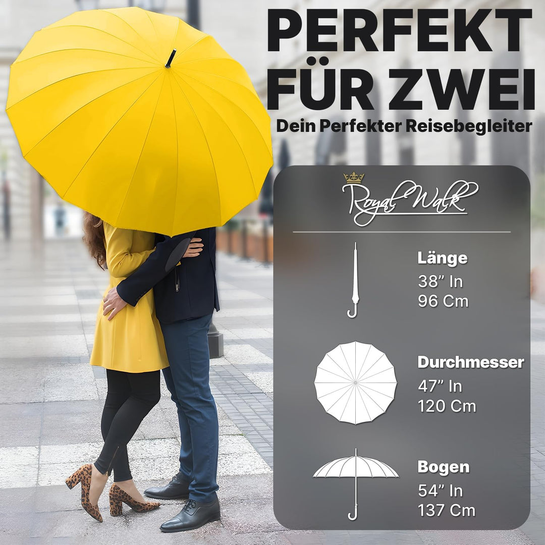 Royal Walk Gross XXL 54 inch Automatik Reise Golf Regenschirm für Damen und Herren Sturmfest Windsic