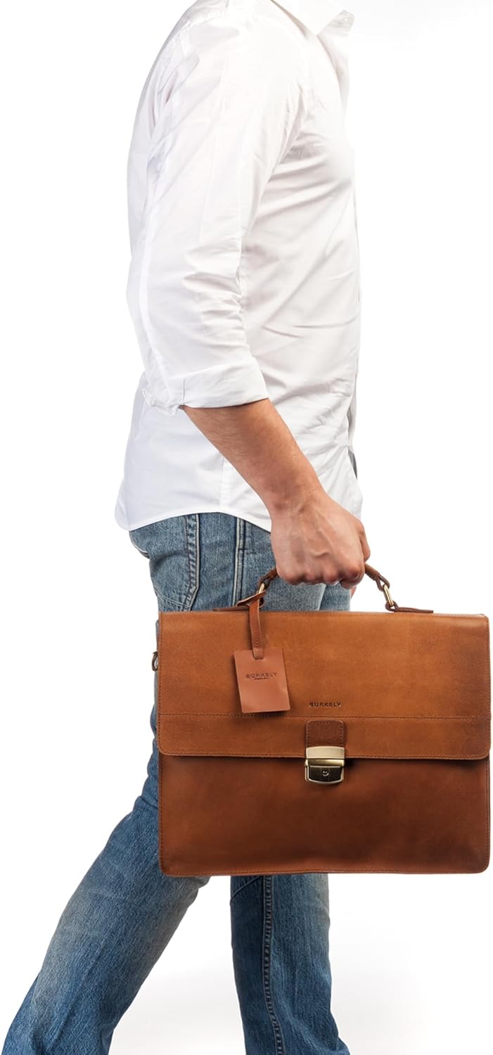 Burkely Fundamentals Vintage Dean Briefcase 3-Comp – Hunter Leder Laptoptasche – Klassische Aktentas