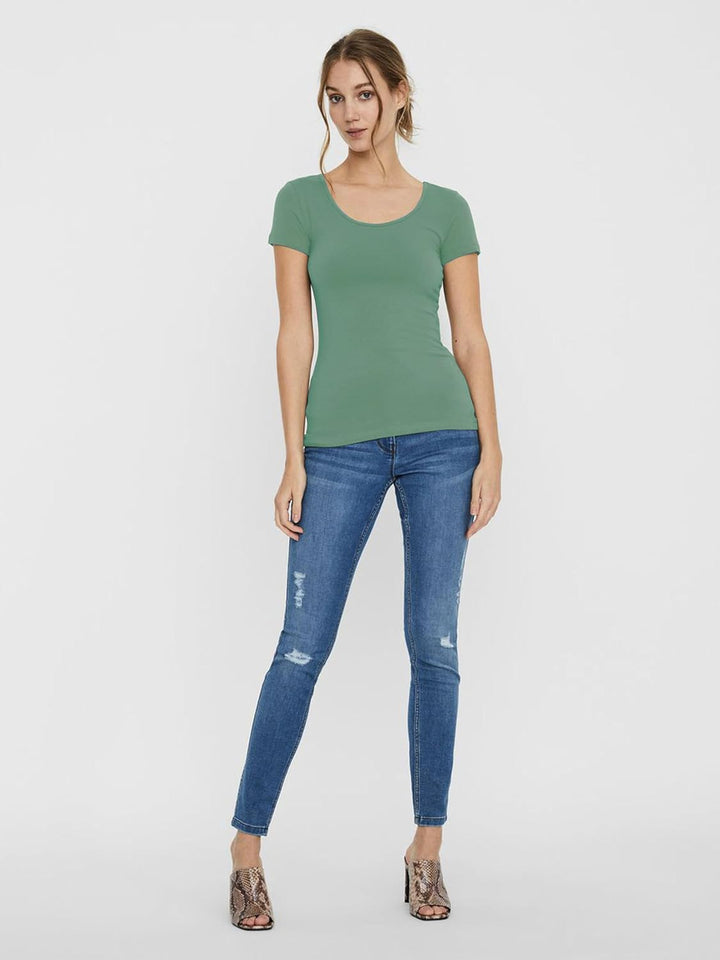 VERO MODA Damen Vmmaxi My Ss Soft U-Neck Noos T-Shirt, XS 3er Pack (Granite Green, Lightest Sky, Cit