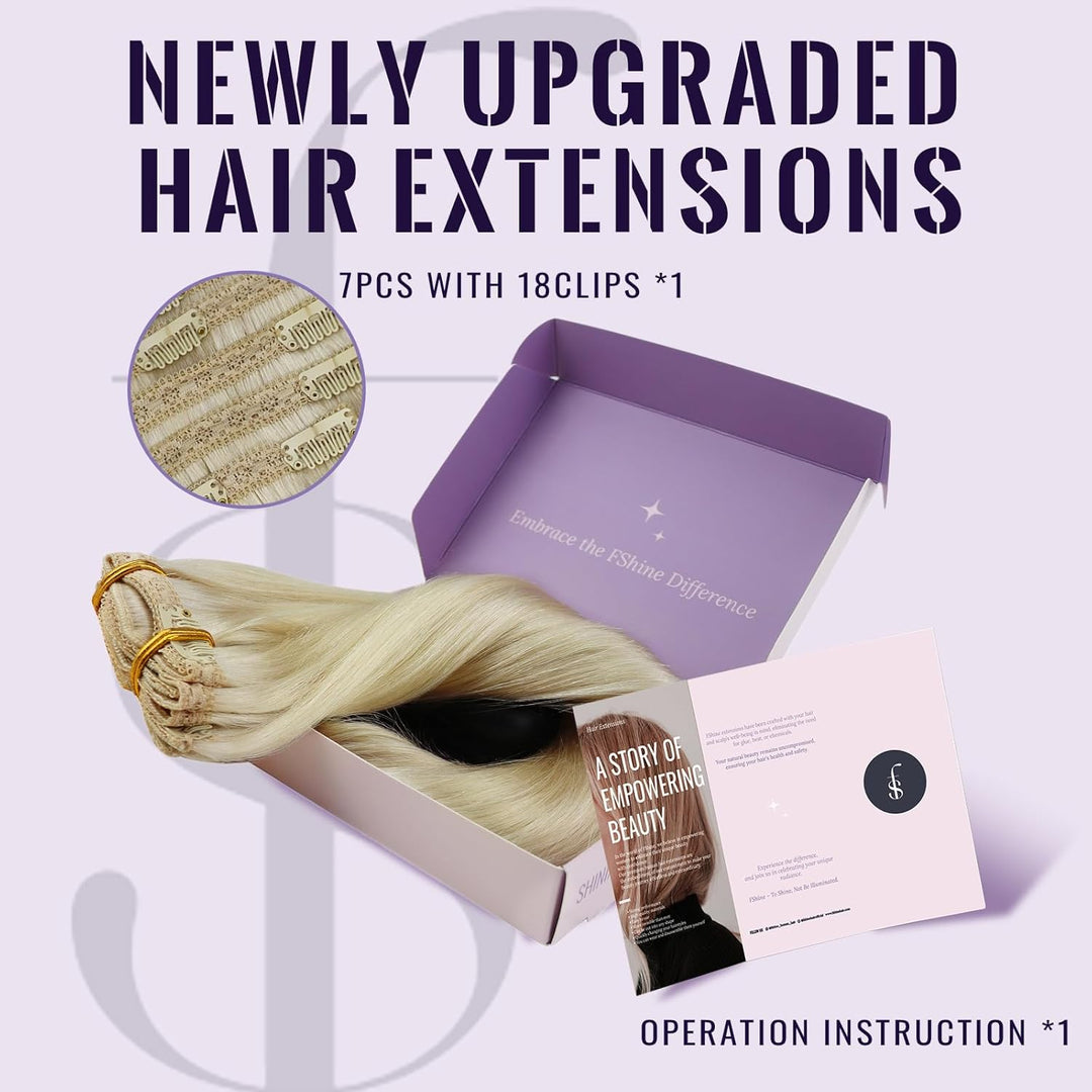 Fshine Extensions Echthaar Clip Platinblond 40cm 120 Gramm Haarverlängerung Haarextension Clip Remy
