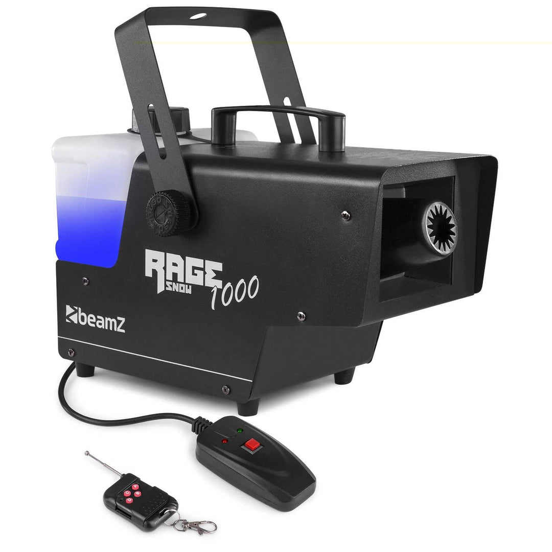 BeamZ RAGE1000SNOW Schneemaschine, 1000 Watt Schnee Maschine mit Fernbedienung, Snow Machine, Mini S