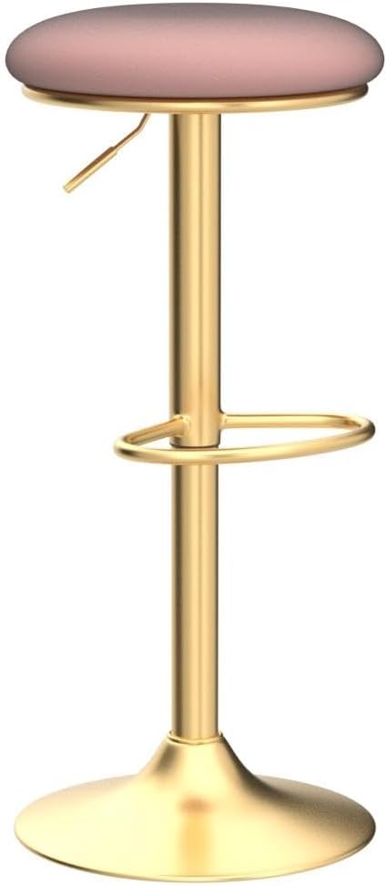 WOLTU Barhocker 2er Set, 60-80,5 cm Höhenverstellbar, Samt, Rosa | Ergonomischer Barstuhl, mit Fusss
