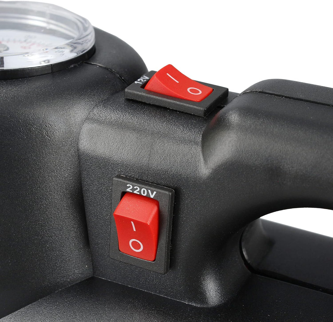 Ferrestock Ca105 Mini-Auto-Kompressor, DC 12 V und 220 V mit eingebautem Manometer