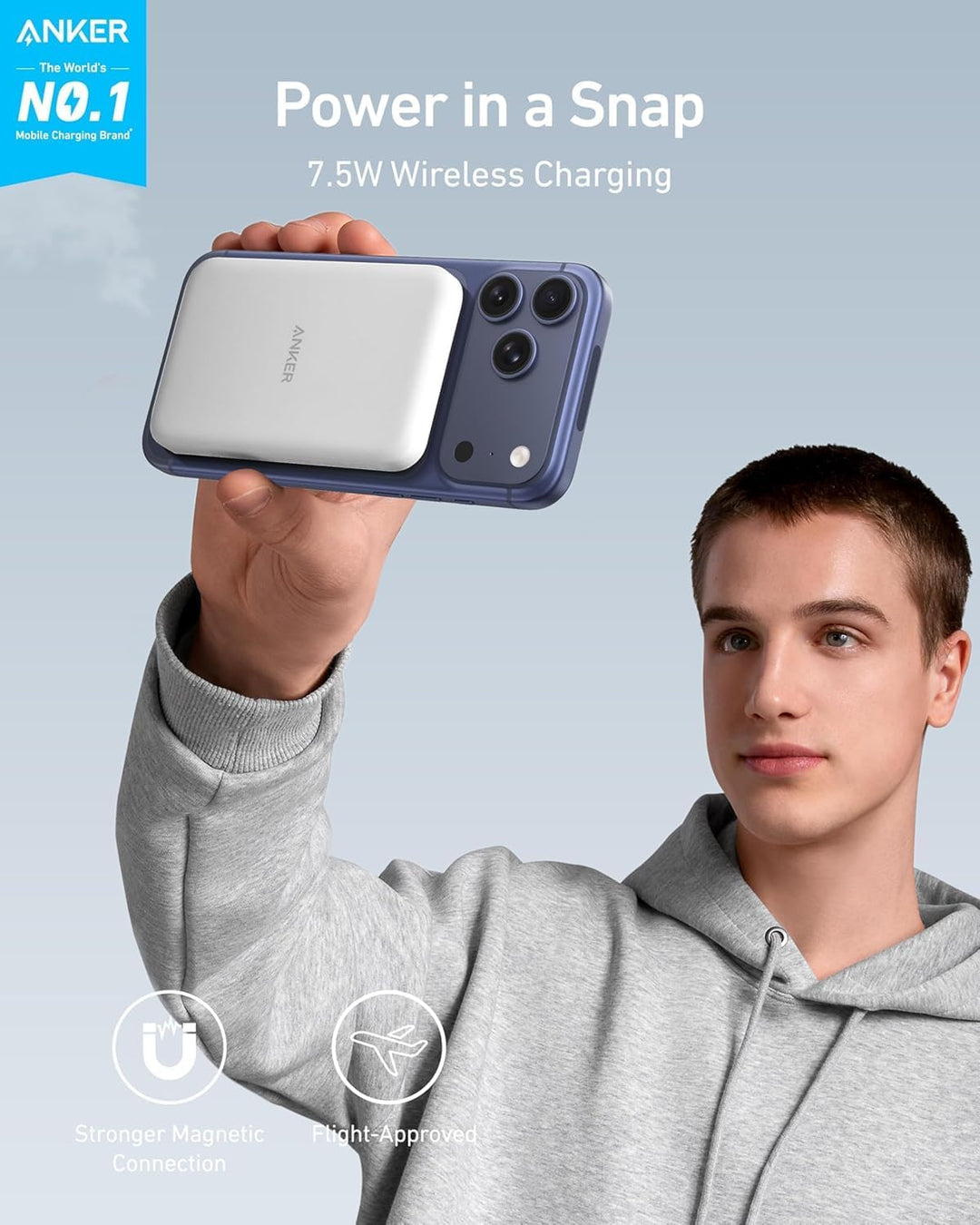 Anker 621 Magnetic Battery (MagGo), 5000mAh magnetische Powerbank mit USB-C Kabel, Nur kompatibel mi