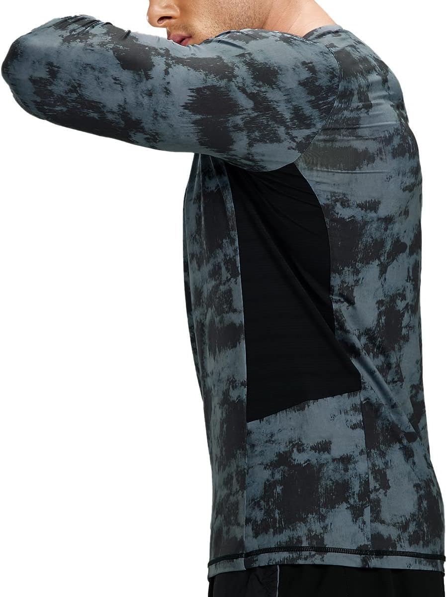 HUGE SPORTS Herren Laufshirt Langarmshirt Schnelltrocknend Sporthemden Atmungsaktiv Langarm Sportshi