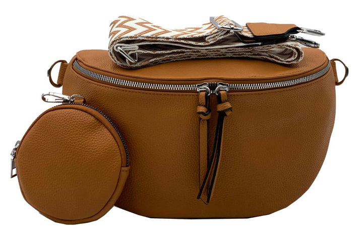 stylx Crossbody Bag Damen Leder Breiter Gurt Handtasche Umhängetasche Moderne Taschen mit breitem Sc