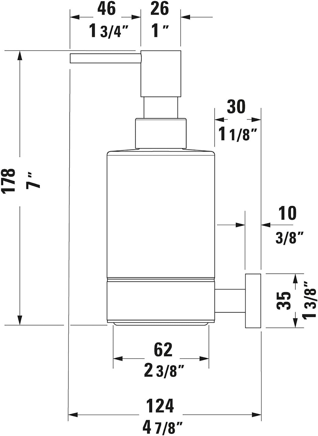 Duravit Seifenspender Karree, Flüssigseifen-Spender, Pumpseifenspender nachfüllbar, Wandmontage, Fas