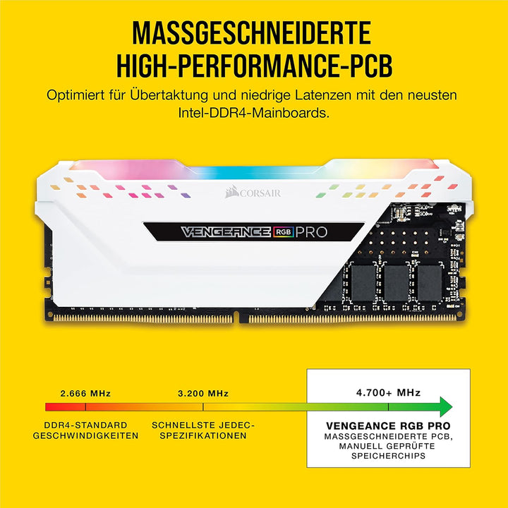 Corsair RGB PRO 16-GB DDR4 3200 MHz C16 XMP 2.0 Enthusiast RGB LED-Beleuchtung Speicherkit, Weiss, 2