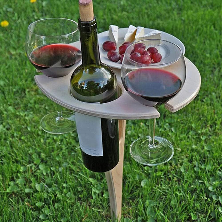 Tragbarer Outdoor-Klapp-Weintisch-Weinglashalter für Strand-Hinterhof-Picknick-Party