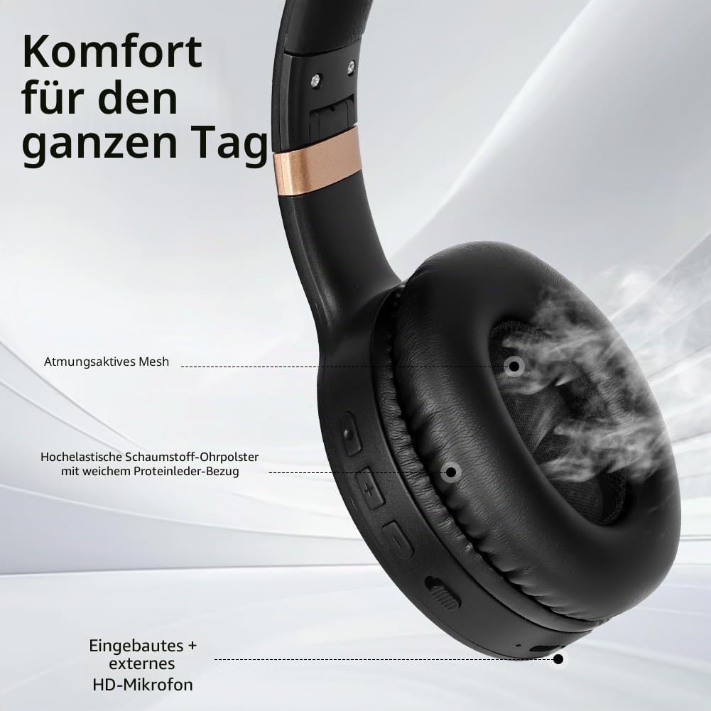 AXFEE ANC kabellose kopfhörer, Over Ear kopfhörer, kabellos Bluetooth mit Active Noise Cancelling 45