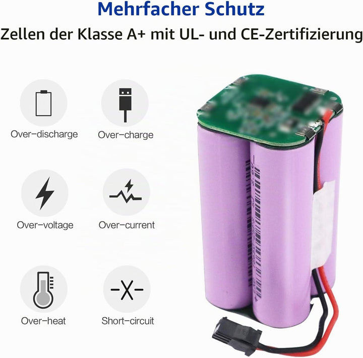 melasta 14,4 V 2600 mAh Li-Ionen Ersatz Akku für Tesvor X500, Eufy RoboVac 11, 11S, 11S MAX, 30, 30C