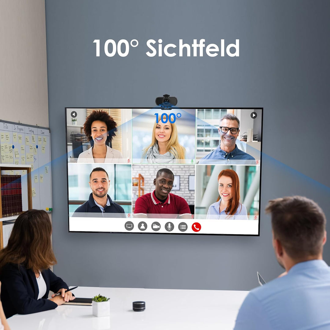 N21A Webcam Full HD 1080P/30PFS PC Kamera mit Dual Mikrofone, 100°Blickfeld, Belichtungskorrektur, F