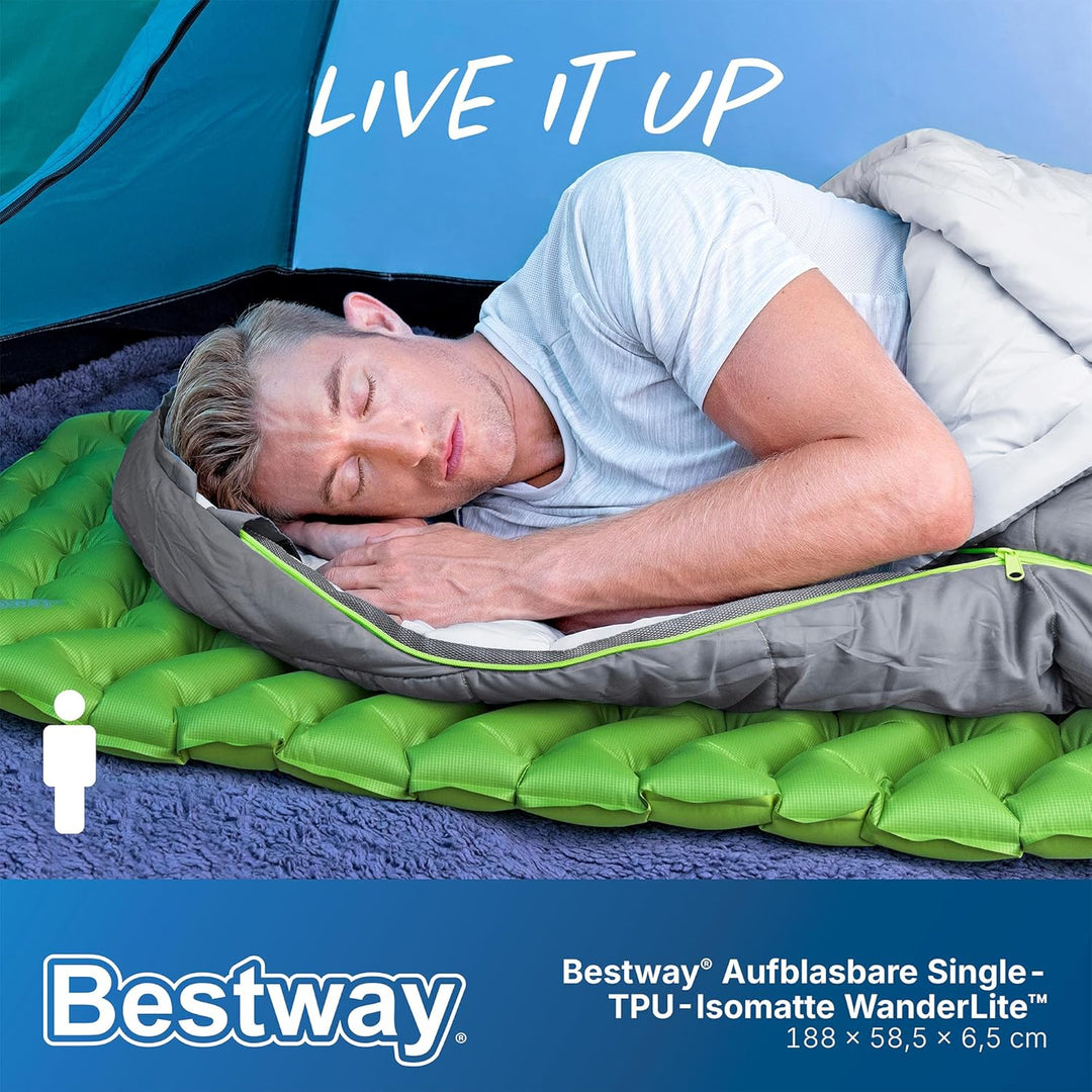 Bestway aufblasbare Single-Isomatte WanderLite 188 x 58,5 x 6,5 cm Reguläre Isomatte, Reguläre