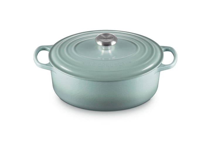 Le Creuset Signature Ovaler Bräter aus Gusseisen, 29 cm, 4,7 Liter, Sea Salt