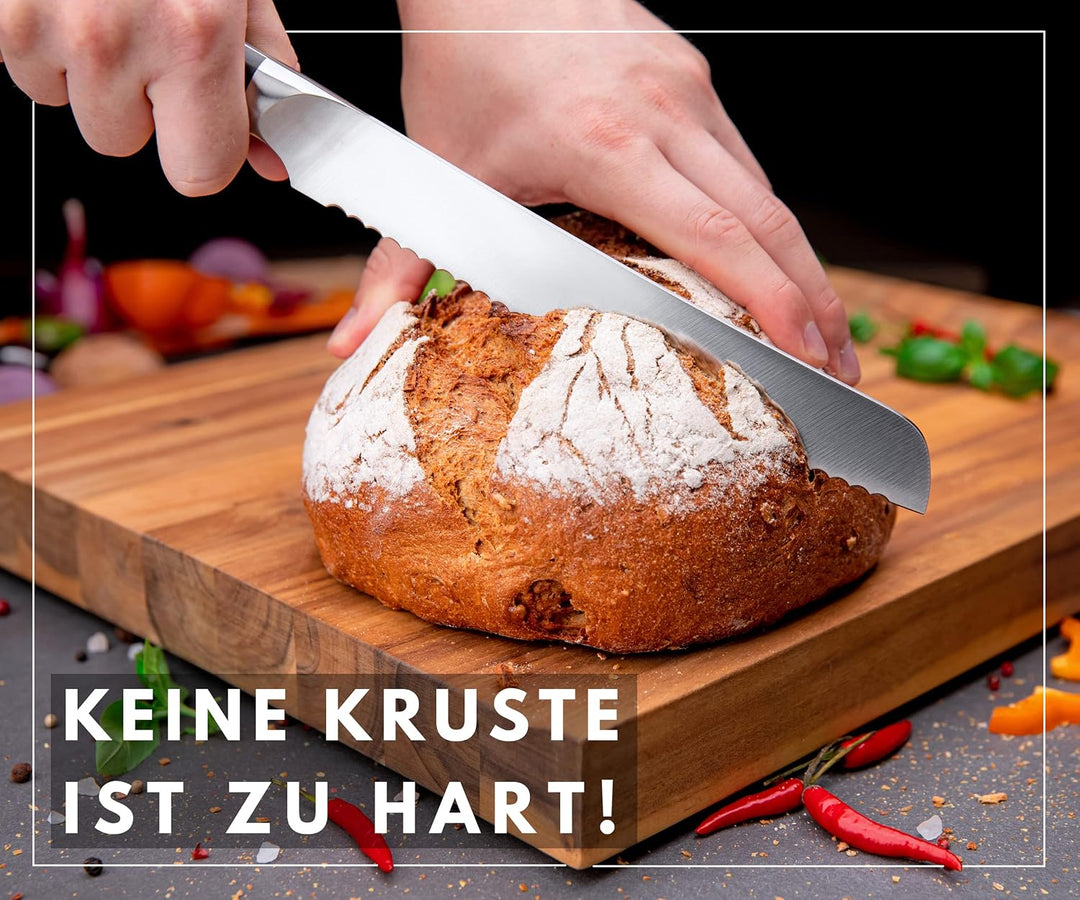 Hannah's Homebrand® Brotmesser Wellenschliff aus Ebenholz - Brotmesser mit flachem Wellenschliff - 2