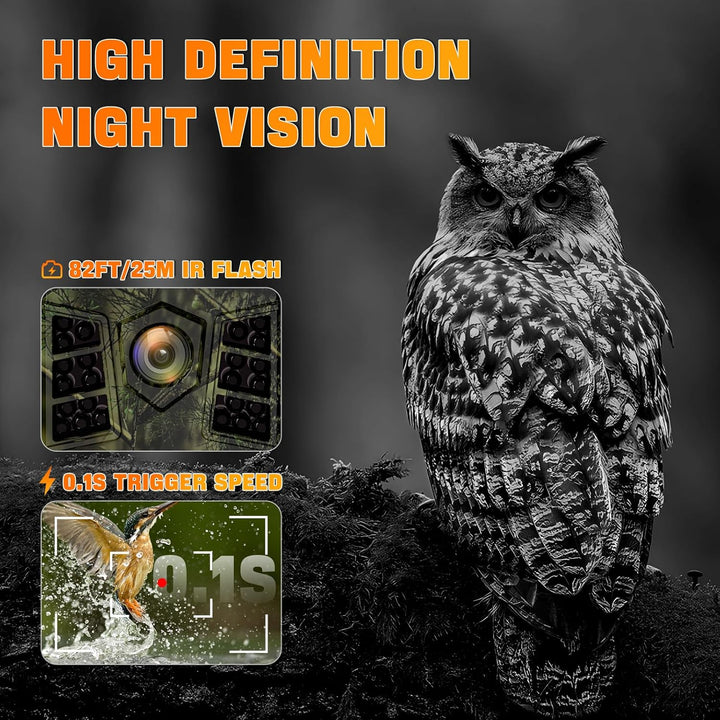 Coolifepro Wildkamera mit Handyübertragung App, 48MP 30FPS Solar WLAN Wildkamera, Wildtierkamera Ein