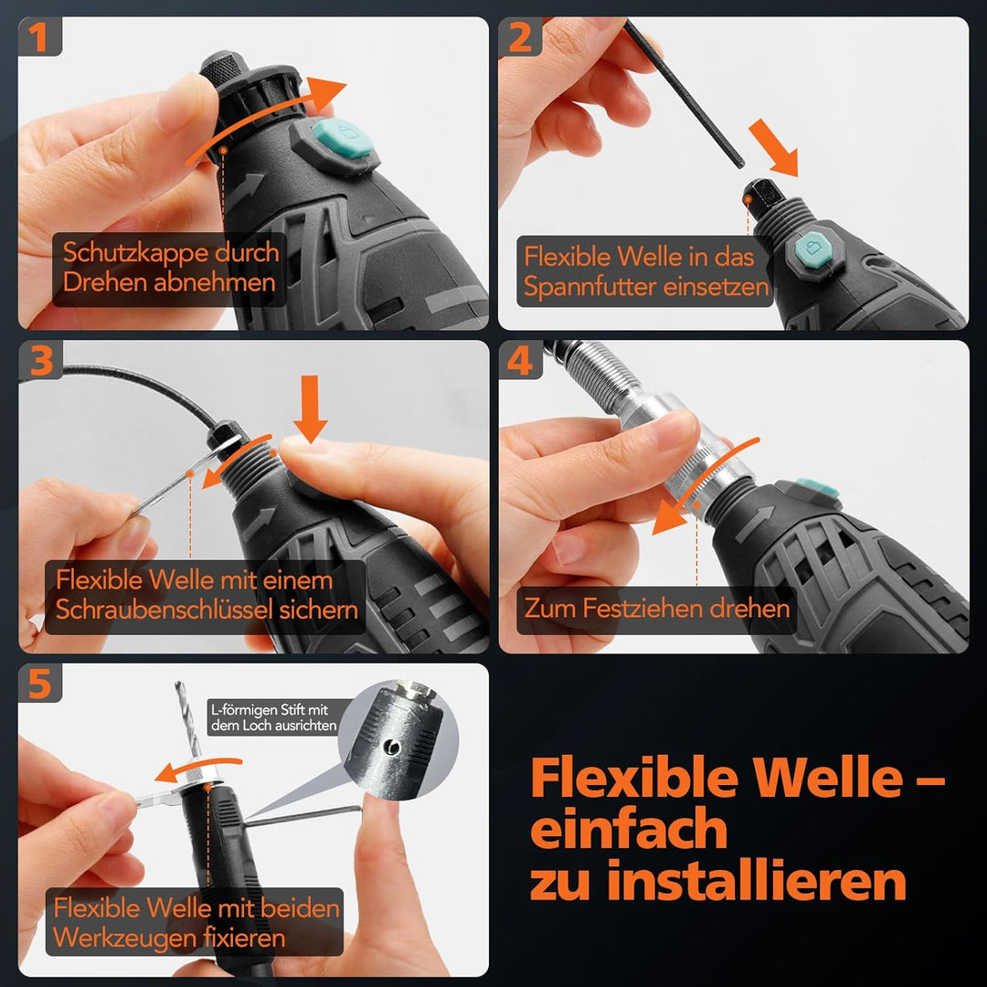 200W Multifunktionswerkzeug, 6-stufige Drehzahlregelung (8000–35000 U/min), 129 Zubehörteile, Schnel
