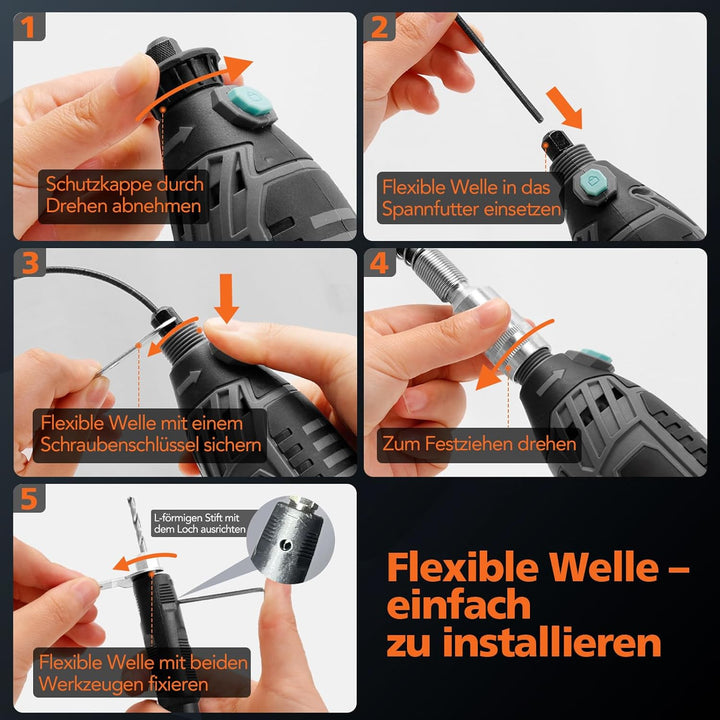 200W Multifunktionswerkzeug, 6-stufige Drehzahlregelung (8000–35000 U/min), 129 Zubehörteile, Schnel