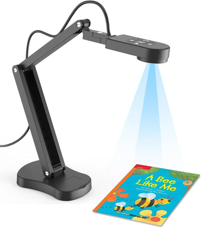 Gawervan USB Dokumentenkamera, 8MP Dokumentenkamera Schule für Lehrer mit Mikrofon, LED-Licht mit 3