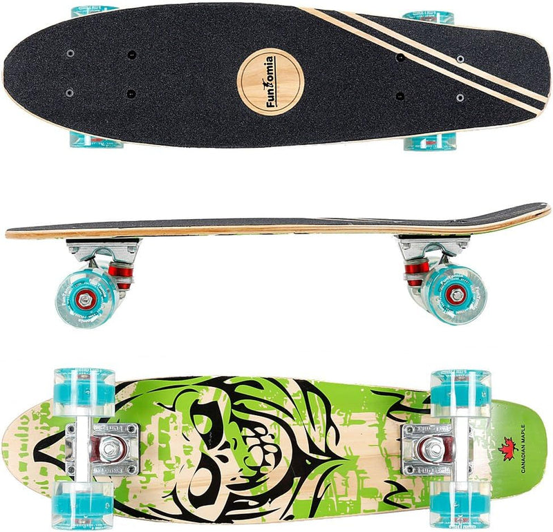 FunTomia Mini-Board Cruiser Skateboard 57cm aus 7-lagigem kanadischem Ahornholz inkl. Mach1 ABEC-9 K