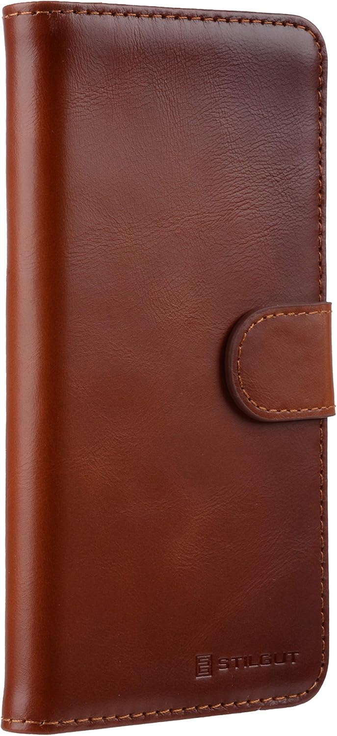 STILGUT Talis kompatibel mit Google Pixel 5 Hülle mit Kartenfach aus Leder, Flip Cover, Wallet Case,