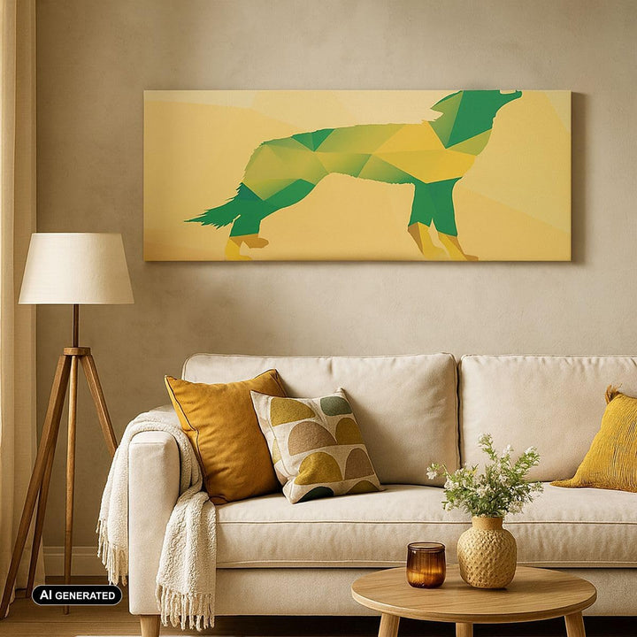 Panorama Bilder auf Leinwand 100x40cm Leinwandbild Wolf modern Grafik Gross Wanddeko Bild Schlafzimm