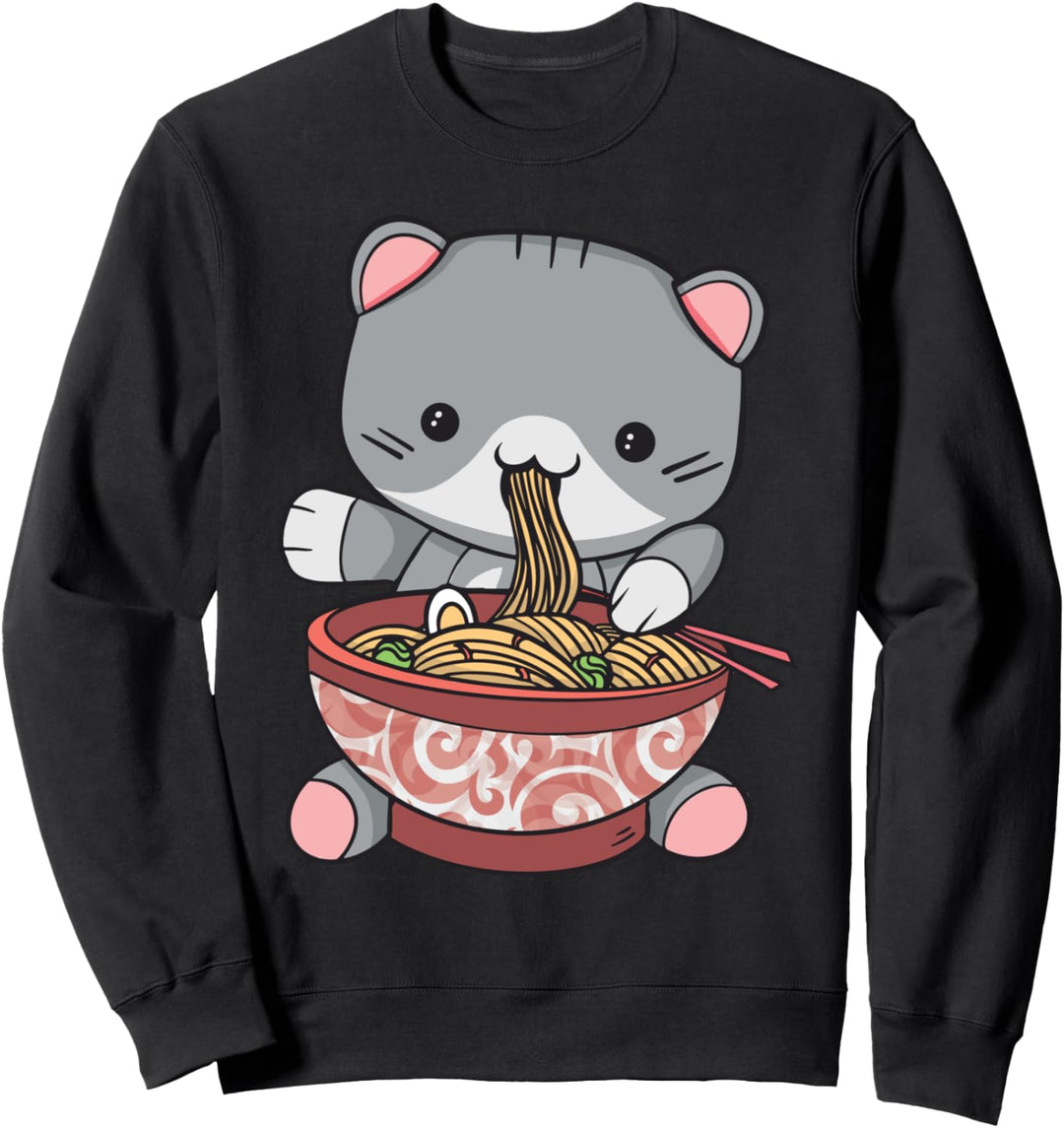 Ramen Cat Kawaii Anime giapponese Cute Kitty Sweatshirt