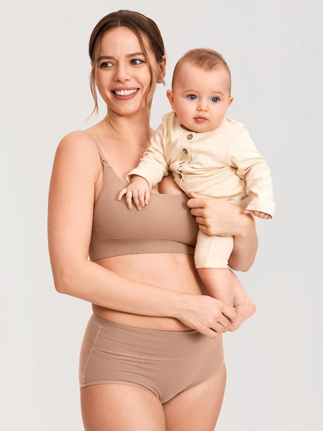 MOMANDA Damen Still BH ohne Bügel Soft Gepolstert Gerippt Schwangerschafts BHS Schlaf Bequemer S Kie