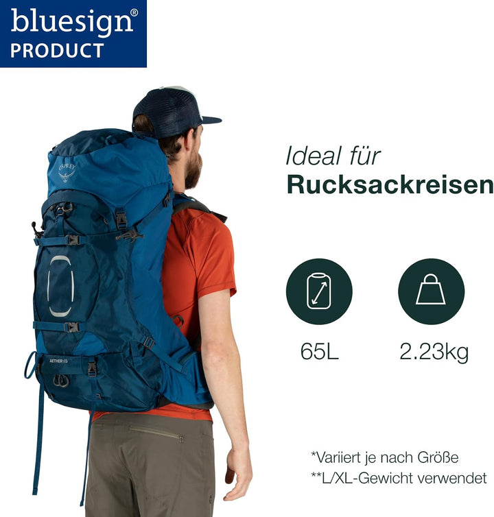 Osprey Aether Herren Rucksack Schwarz S/M EF - Fassungsvermögen 65L, Schwarz S/M EF - Fassungsvermög
