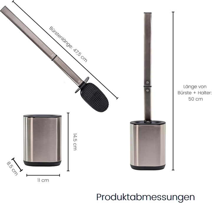 Erreke WC Bürste, 2er-Pack Klobürste Edelstahl Wandmontage, Toilettenbürste Silikon, Flexibl, Modern