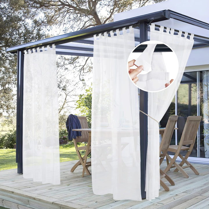 PONY DANCE Outdoor Gardinen Transparent Outdoorvorhänge mit Klett-Schlaufen für Terrasse & Pavillon