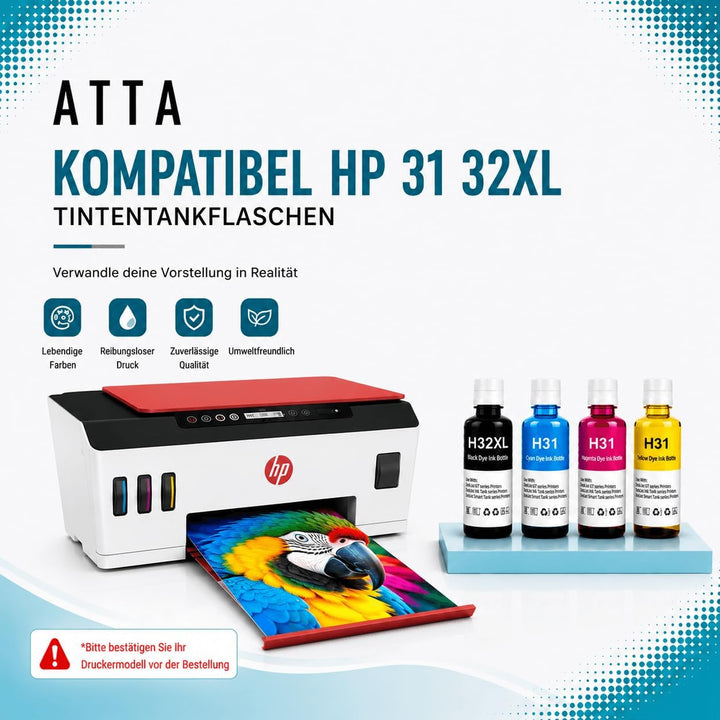 ATTA Druckertinte 31 32 XL Kompatibel mit HP 32XL für Smart Tank 5105 7605 7305 7005 5106 7306 Smart