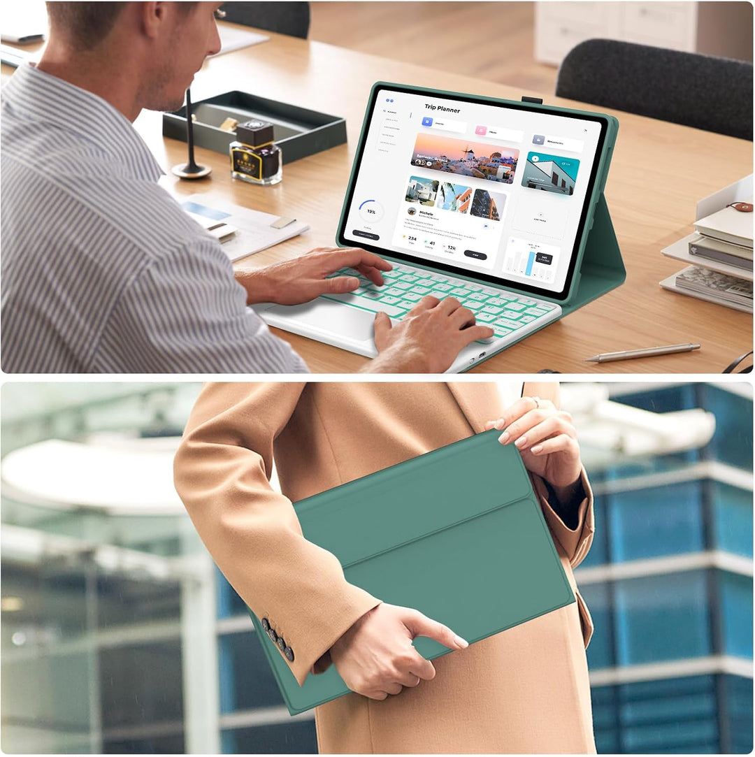 Hülle Tastatur für Lenovo Idea Tab 11 Zoll 2025/Lenovo Tab M11 11 Zoll 2024 Dunkelgrün -- Lenovo Ide