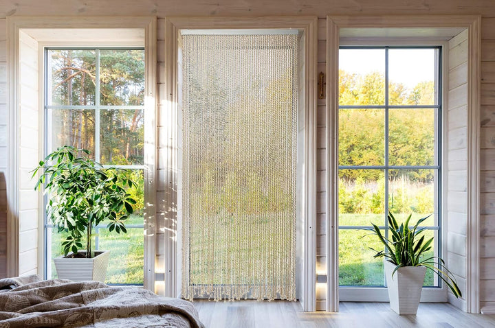 Kobolo Seilvorhang Türvorhang MARITIM 54 Stränge Dekovorhang - 90 x185/195 cm - Beige