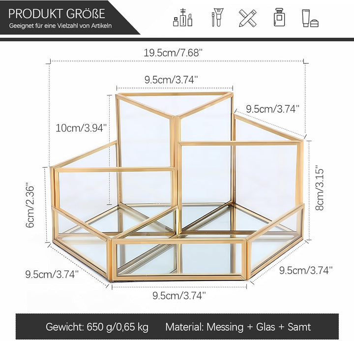 Make Up Organizer, Kosmetik Organizer Glas Pinselhalter, Schminktisch Organizer für Lippenstift, Ski