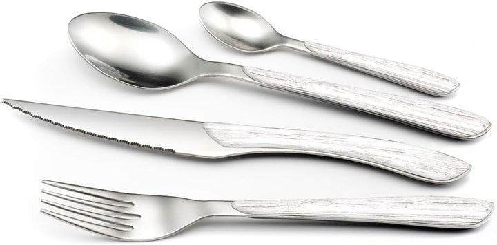 Amefa ECLAT Besteck Set | NATURE Weiss Holz | Essbesteck 24-teilig für 6 Personen | Edelstahl rostfr