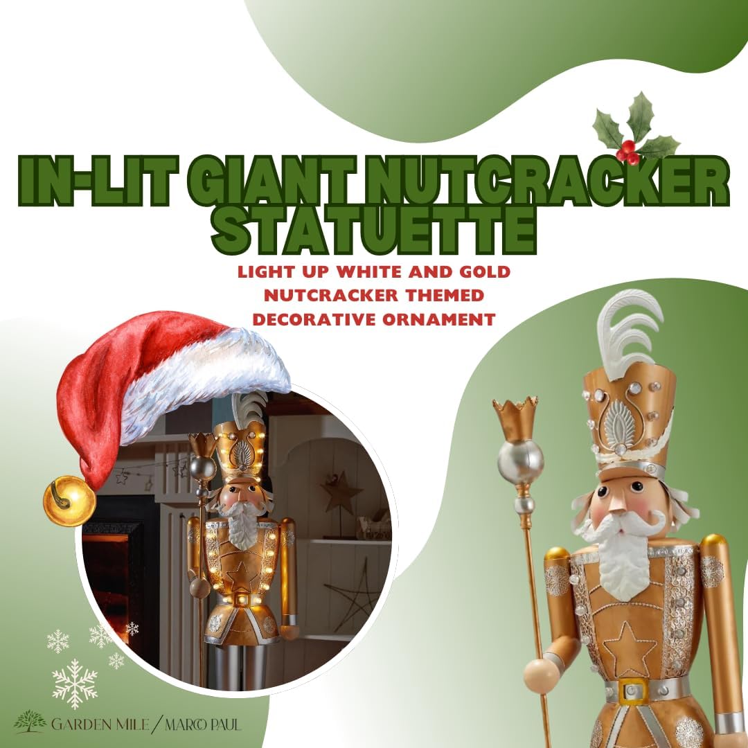 Marco Paul Riesen-Nussknacker, 119 cm, Weihnachts-Metall beleuchtet traditionelle Festliche Figur mi
